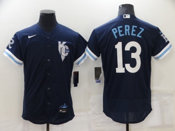 MLB Kansas City Royals #13 Perez 2022 Navy City Connect  Elite Jersey