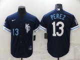 MLB Kansas City Royals #13 Perez 2022 Navy City Connect Jersey