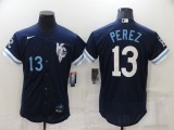 MLB Kansas City Royals #13 Perez 2022 Navy City Connect  Elite Jersey