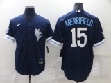 MLB Kansas City Royals #15 Merrifield 2022 Navy City Connect Jersey