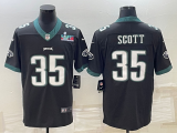 Men's Philadelphia Eagles #35 Boston Scott Black Super Bowl LVII Patch Vapor Untouchable Limited Jersey