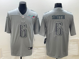 Men's Philadelphia Eagles #6 DeVonta Smith Gray Super Bowl LVII Patch Atmosphere Fashion Limited Jersey