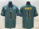 Men's Philadelphia Eagles #1 Jalen Hurts Green Golden Super Bowl LVII Patch /2-Star C Patch Vapor Limited Jersey