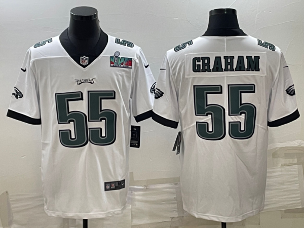 Men's Philadelphia Eagles #55 Brandon Graham White Super Bowl LVII Patch Vapor Untouchable Limited Jersey