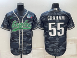 Men's Philadelphia Eagles #55 Brandon Graham Gray Camo With Super Bowl LVII Patch Baseball Jersey