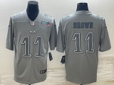 Men's Philadelphia Eagles #11 A.J. Brown Gray Super Bowl LVII Patch Atmosphere Fashion Limited Jersey