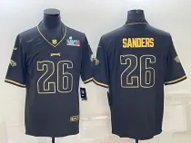 Men's Philadelphia Eagles #26 Miles Sanders Black Golden Super Bowl LVII Patch Edition Limited Jersey