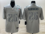 Men's Philadelphia Eagles #26 Miles Sanders Gray Super Bowl LVII Patch Atmosphere Fashion Limited Jersey