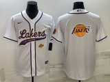 NBA Los Angeles Lakers White Team Big Logo With Patch Baseball Jersey