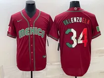 MLB Mexico Baseball #34 Fernando Valenzuela 2023 Red World Baseball Classic Stitched Jersey