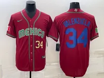 MLB Mexico Baseball #34 Fernando Valenzuela 2023 Red Blue World Baseball Classic