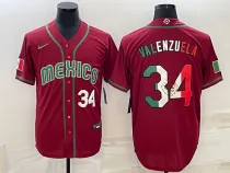 MLB Mexico Baseball #34 Fernando Valenzuela 2023 Red World Baseball Classic Stitched Jersey