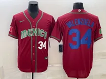 MLB Mexico Baseball #34 Fernando Valenzuela 2023 Red Blue World Baseball Classic
