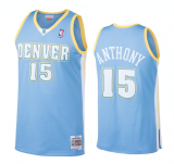 NBA Denver Nuggets #15 Carmelo Anthony Light Blue Hardwood Classics Jersey