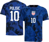 USMNT 2022/23 #10 Christian Pulisic Away Breathe Stadium Blue Nike Jersey