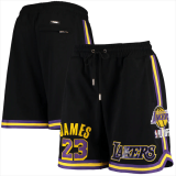 NBA Los Angeles Lakers #23 LeBron James Black Shorts