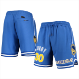 NBA Golden State Warriors #30 Stephen Curry Blue Shorts