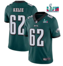 Men's Philadelphia Eagles #62 Jason Kelce Green Super Bowl LVII Patch Vapor Untouchable Jersey