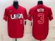 Men's USA Baseball #3 Mookie Betts 2023 Red World Baseball Classic Stitched Jersey