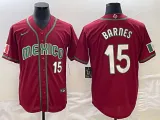 Men's Mexico Baseball #15 Barnes 2023 Red World Baseball Classic Stitched Jersey