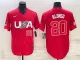 Men's USA Baseball #20 Pete Alonso 2023 Red World Baseball Classic Stitched Jersey