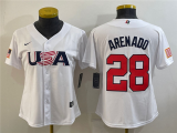 Women's USA Baseball #28 Nolan Arenado 2023 White World Baseball Classic Stitched Jersey