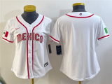 Women's Mexico Baseball Blank 2023 White World Baseball Classic Stitched Jersey