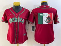 Women's Mexico Baseball 2023 Red Big Logo World Baseball Classic Stitched Jersey