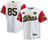 Men's San Francisco 49ers #85 George Kittle White With 75th Anniversary Patch Jersey