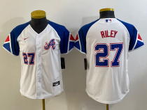 Women MLB Atlanta Braves #27 Austin Riley White 2023 City Connect Cool Base With Patch Jersey