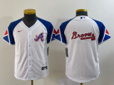 Youth Atlanta Braves Blank White 2023 City Connect Cool Base With Patch Jersey