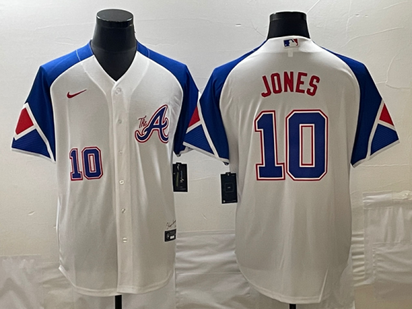 MLB Atlanta Braves #10 Chipper Jones White 2023 City Connect Cool Base With Patch Jersey