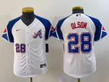 Youth Atlanta Braves #28 Matt Olson White 2023 City Connect Cool Base With Patch Jersey
