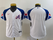 Youth Atlanta Braves Blank White 2023 City Connect Cool Base With Patch Jersey