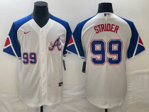 MLB Atlanta Braves #99 Spencer Strider White 2023 City Connect Cool Base With Patch Jersey