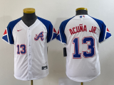 Women Atlanta Braves #13 Ronald Acuña Jr. White 2023 City Connect Cool Base With Patch Jersey