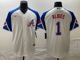 MLB Atlanta Braves #1 Ozzie Albies White 2023 City Connect Cool Base With Patch Jersey