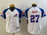 Women MLB Atlanta Braves #27 Austin Riley White 2023 City Connect Cool Base With Patch Jersey