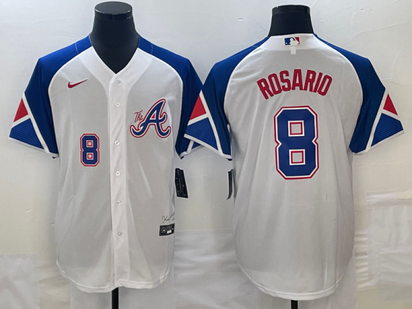 MLB Atlanta Braves #8 Eddie Rosario White 2023 City Connect Cool Base With Patch Jersey