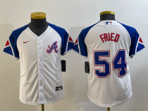 Youth Atlanta Braves #54 Max Fried White 2023 City Connect Cool Base With Patch Jersey