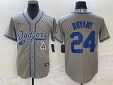MLB Los Angeles Dodgers #24 Bryant Grey With Patch Cool Base Stitched Baseball Jersey