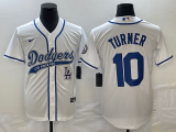 MLB Los Angeles Dodgers #10 Turner White With Patch Cool Base Stitched Baseball Jersey