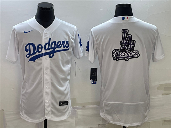 MLB Los Angeles Dodgers White Team Big Logo Flex Base Elite Baseball Jersey