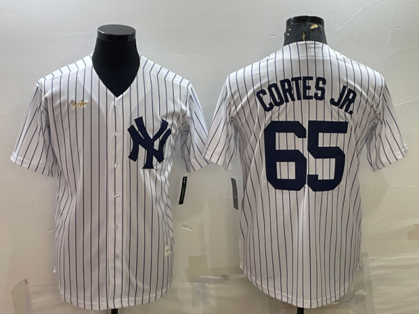 MLB New York Yankees #65 Nestor Cortes Jr White Pinstripe Game Nike Jersey