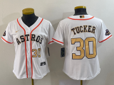 Women's Houston Astros #30 Kyle Tucker White 2023 Gold Collection With World Serise Jersey