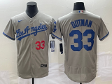 MLB Los Angeles Dodgers #33 James Outman Grey Flex Base Elite Jersey