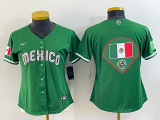 Women's Mexico Baseball Blank 2023 Green World Baseball Classic Stitched Jersey