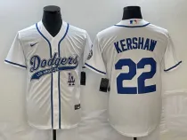 MLB Los Angeles Dodgers #22 Clayton Kershaw White With Patch Cool Base Stitched Baseball Jersey