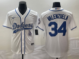 MLB Los Angeles Dodgers #34 Toro Valenzuela White With Patch Cool Base Stitched Baseball Jersey