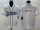 MLB Los Angeles Dodgers White Team Big Logo Cool Base Stitched Baseball Jersey